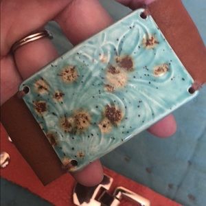 Teal porcelain cuff bracelet